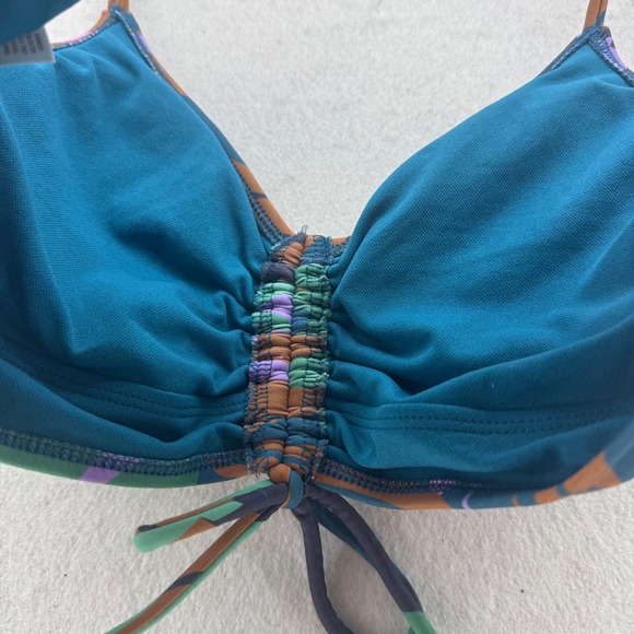 NWT Shade & Shore Women's Medium Floral Print Ruched Tie Front Bikini Top - Picture 4 of 9